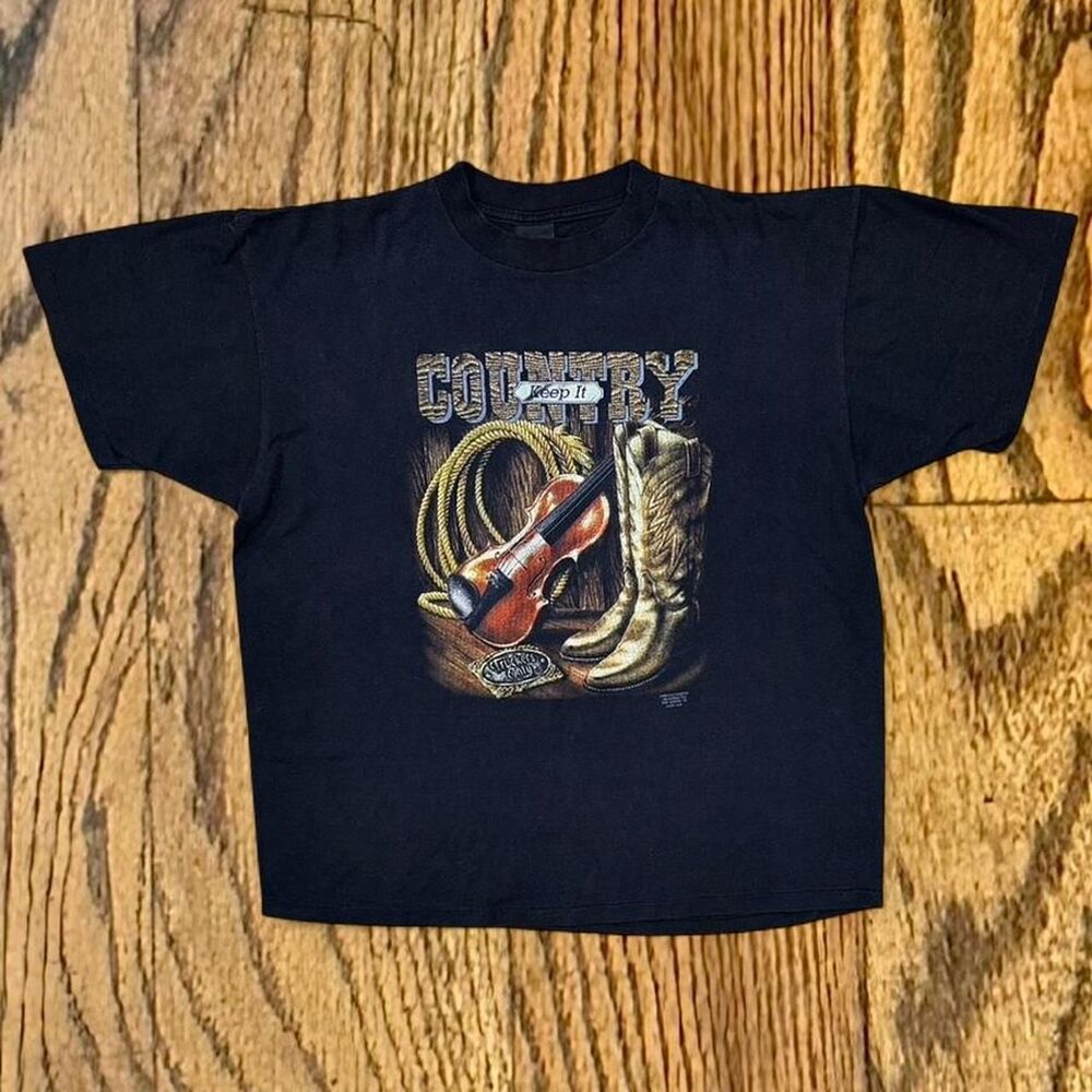 Vintage 90s 3D Emblem Country Cowboy Patriotic Eagle Truck Stop T Shirt